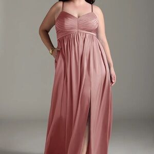 Azazie Alia Stretch Satin Dusty Rose Dress